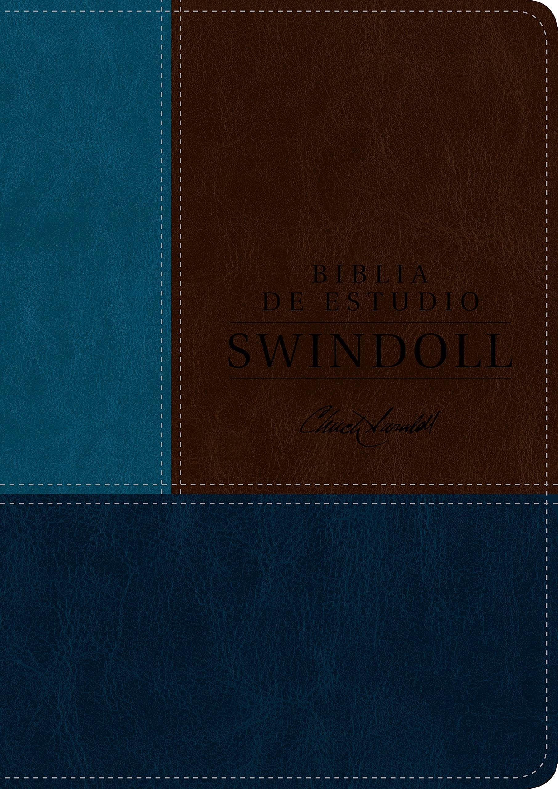 Biblia de estudio Swindoll NTV SentiPiel, Café/Azul/Turquesa - Pura Vida Books