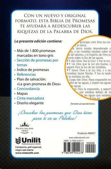 Biblia de Promesas Compacta RVR 1960, Piel Negra, c/ Zipper/Indice - Pura Vida Books