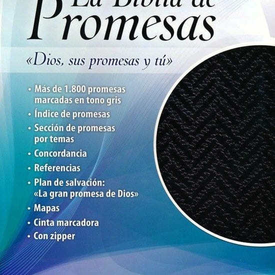 Biblia de promesas / Letra grande/ Negra c. zipper - Pura Vida Books