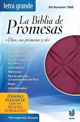 Biblia de Promesas Letra Grande Piel Rosada - RVR 60 - Pura Vida Books