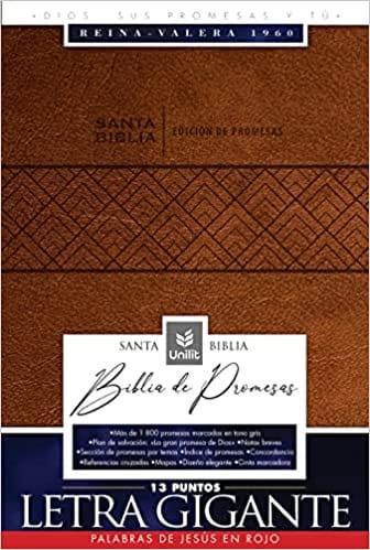 Biblia de Promesas Reina-Valera 1960 / Letra Gigante - 13 puntos / Piel especial / Café con Cremallera - Pura Vida Books