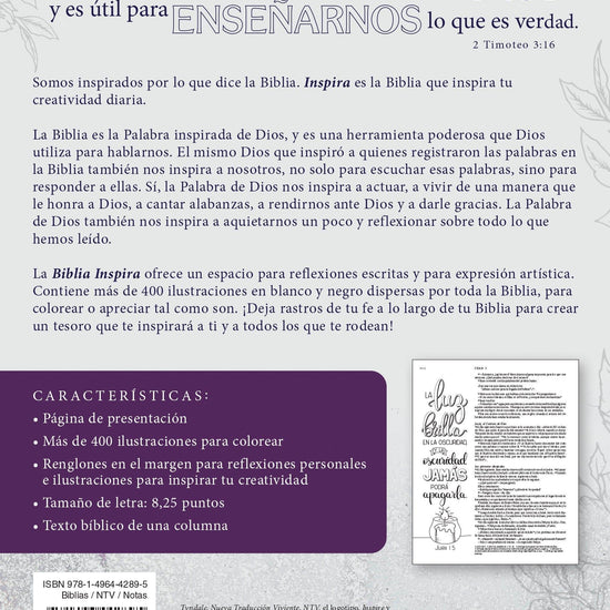 Biblia Inspira Lavanda NTV - Pura Vida Books