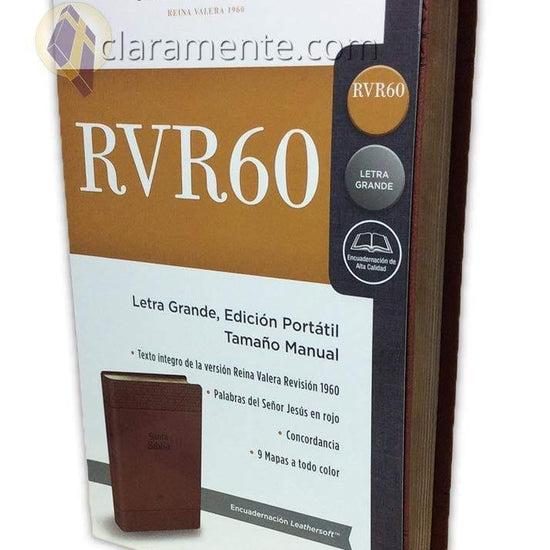 Biblia Letra Grande con Concordancia imitación piel tamaño manual Marron - Pura Vida Books