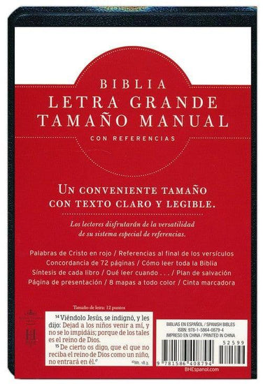 Biblia Letra Grande Tamaño Manual, negro imitación piel - RVR 60 - Pura Vida Books