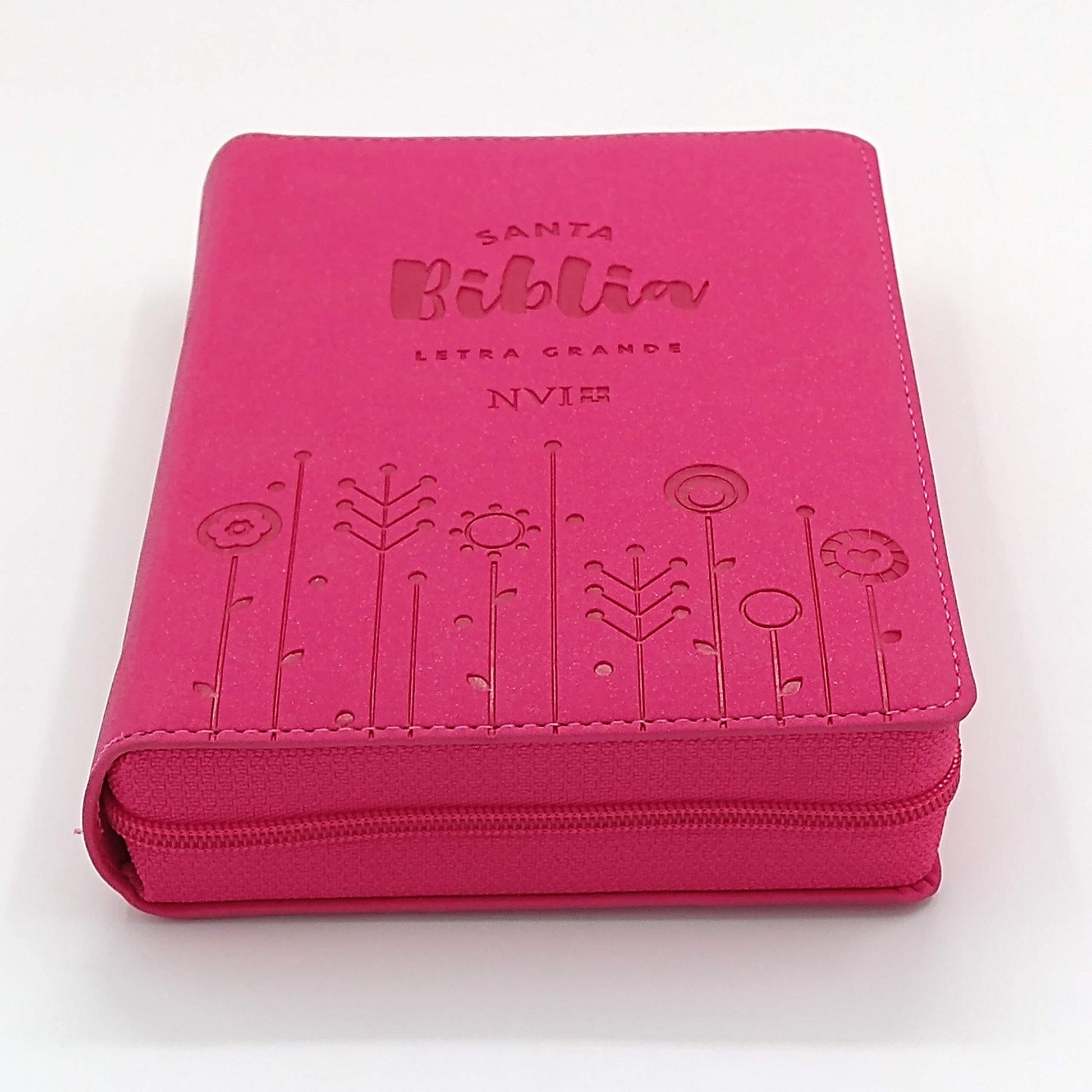 Biblia NVI letra grande - Tamaño mediano, zipper - Fucsia - Pura Vida Books