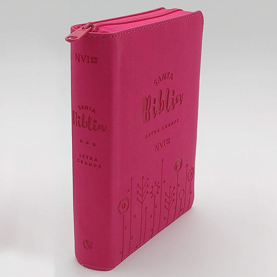 Biblia NVI letra grande - Tamaño mediano, zipper - Fucsia - Pura Vida Books