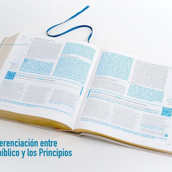 Biblia QR Principios para Vivir - semi piel azul - Pura Vida Books