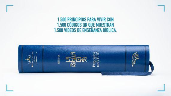 Biblia QR Principios para Vivir - semi piel azul - Pura Vida Books