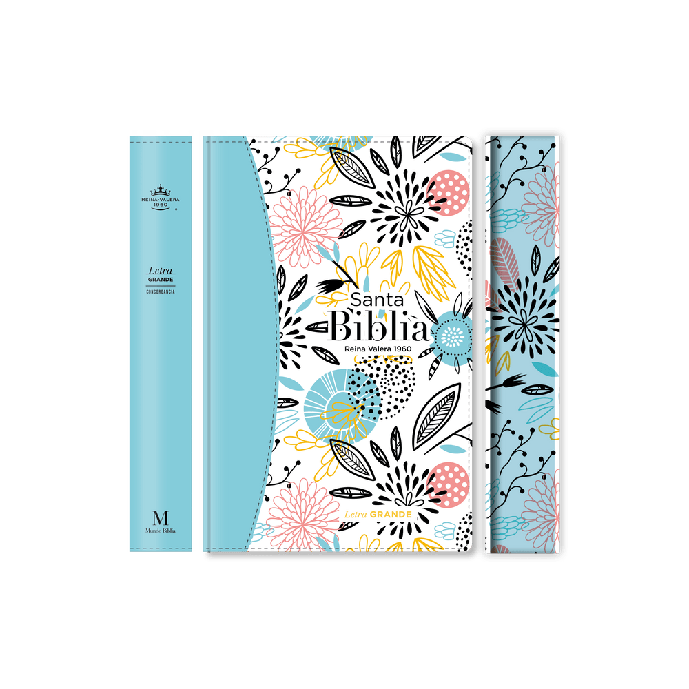 Biblia Reina Valera 1960 Letra Grande Flexcover Multifloral Azul - Pura Vida Books