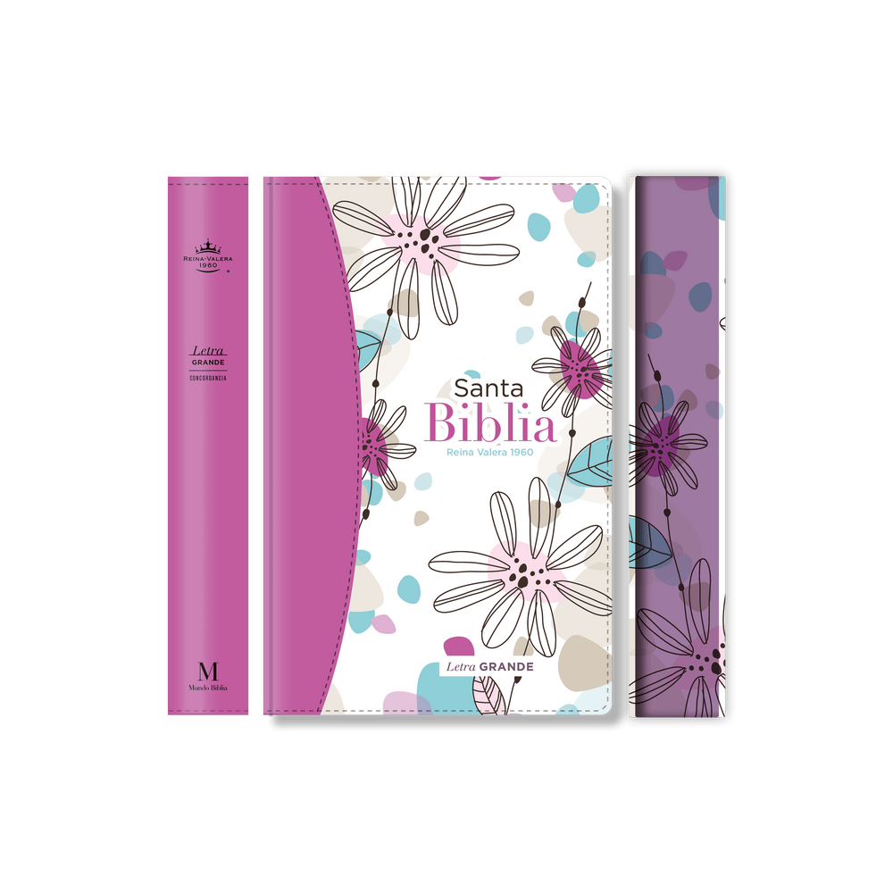 Biblia Reina Valera 1960 Letra Grande Flexcover Multifloral Lila - Pura Vida Books