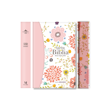 Biblia Reina Valera 1960 Letra Grande Flexcover Multifloral Rosa - Pura Vida Books