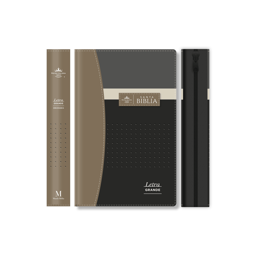 Biblia Reina Valera 1960 Letra Grande Flexcover Negro/Gris/Beige - Pura Vida Books