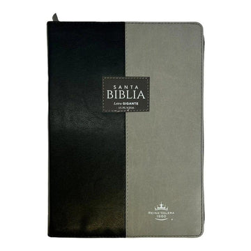 Biblia Reina Valera 1960, tamaño Gigante (170x235 mm), Letra Gigante 15 puntos. Imitación Piel negro/gris. Con cierre y con índice. Colección Omega. - Pura Vida Books