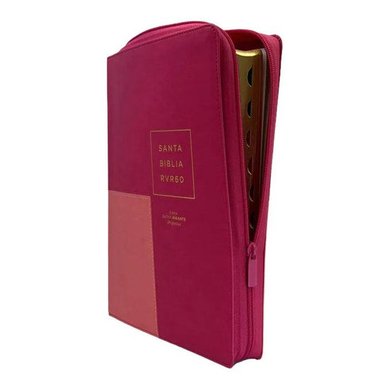 Biblia RVR 1960 Letra Súper Gigante Símil Piel Duotone Rosa con Índice con Cierre - Pura Vida Books