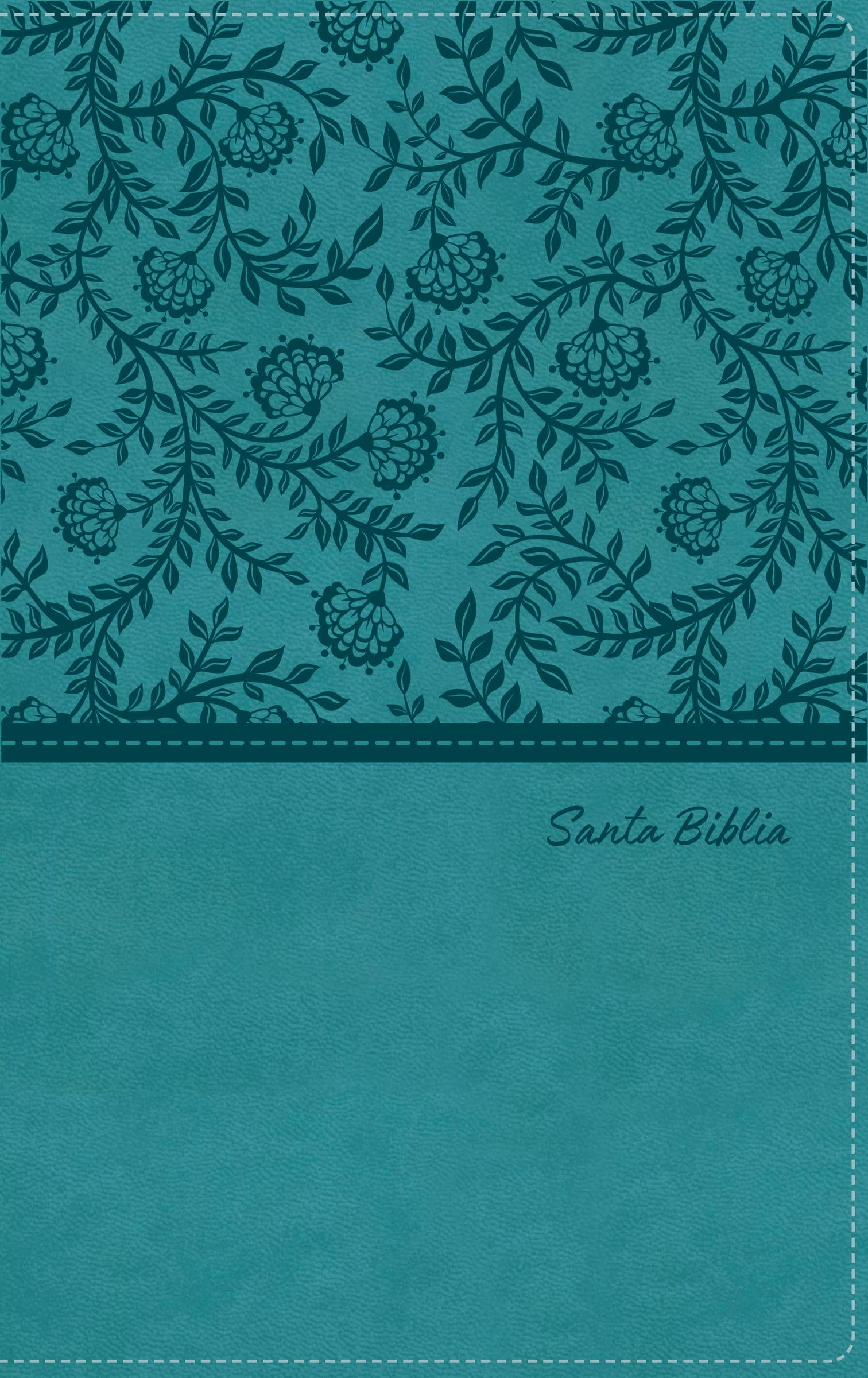 Biblia Reina-Valera 1960, Tierra Santa, Ultrafina letra grande, Leathersoft, Turquesa, con cierre - Pura Vida Books