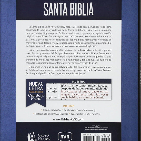 Biblia Reina Valera Revisada letra grande - Pura Vida Books