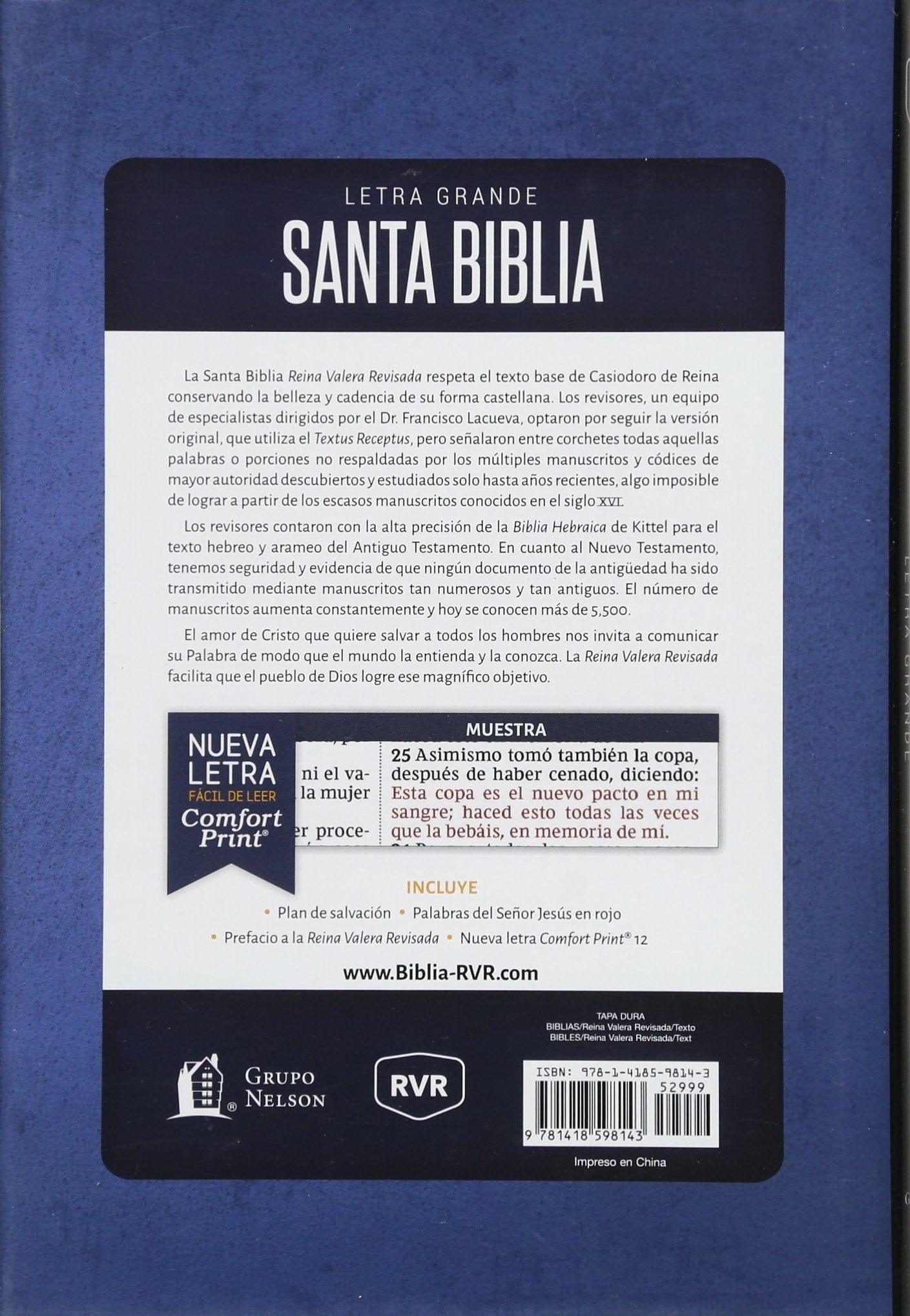 Biblia Reina Valera Revisada letra grande - Pura Vida Books