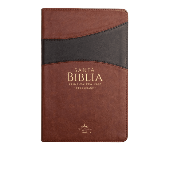 Biblia RV60 letra grande-imitación piel bi-tono/marrón - Pura Vida Books