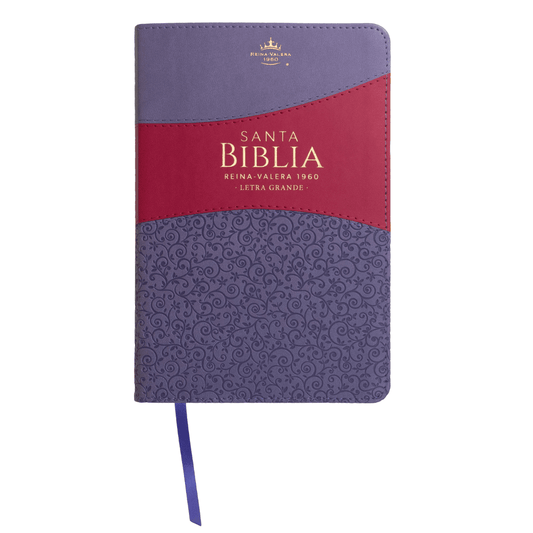 Biblia RV60 letra grande-imitación piel lila-fusha/bi-tono - Pura Vida Books