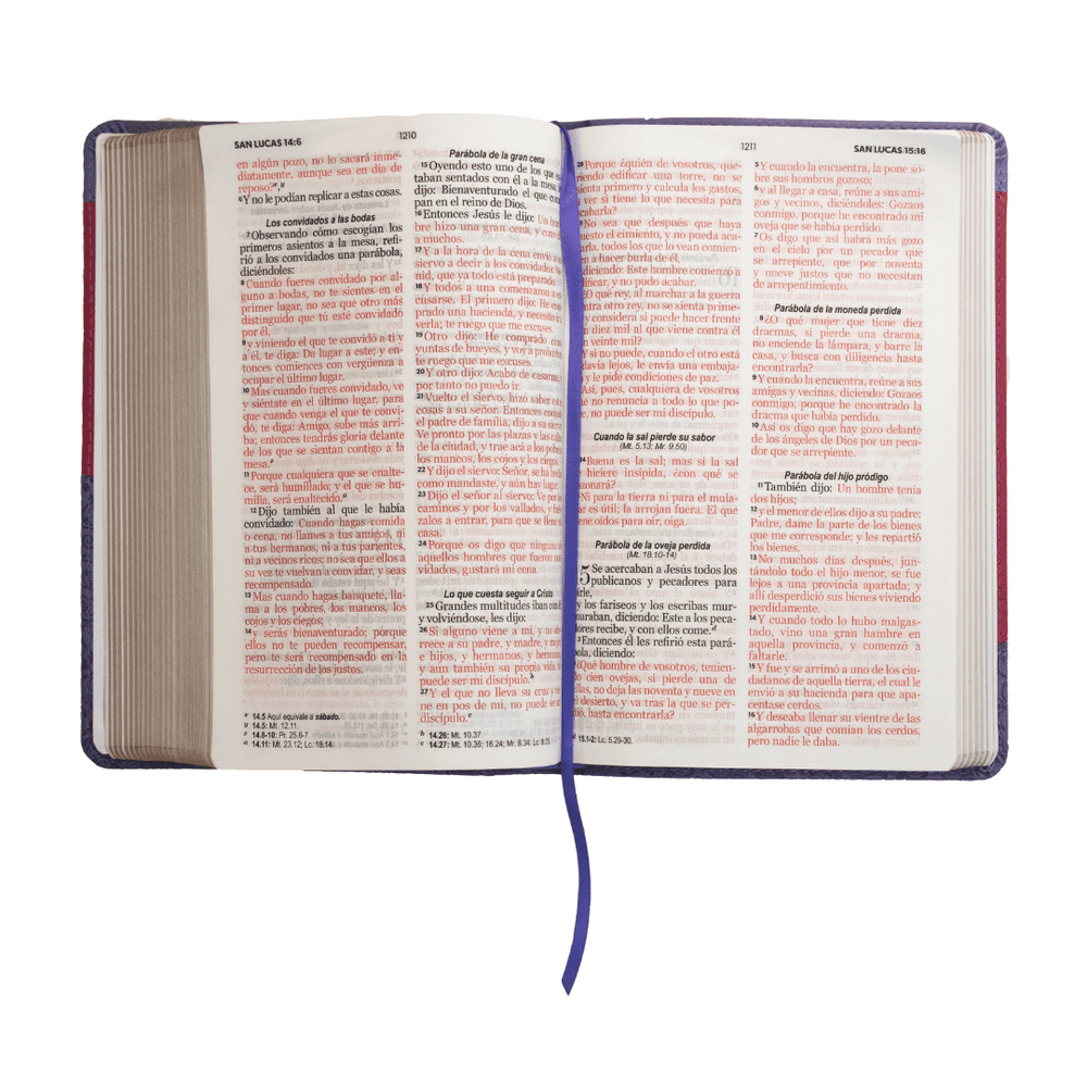 Biblia RV60 letra grande-imitación piel lila-fusha/bi-tono - Pura Vida Books