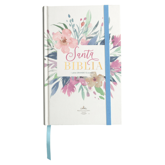 Biblia RV60 letra grande-tapa dura azul floreado - Pura Vida Books