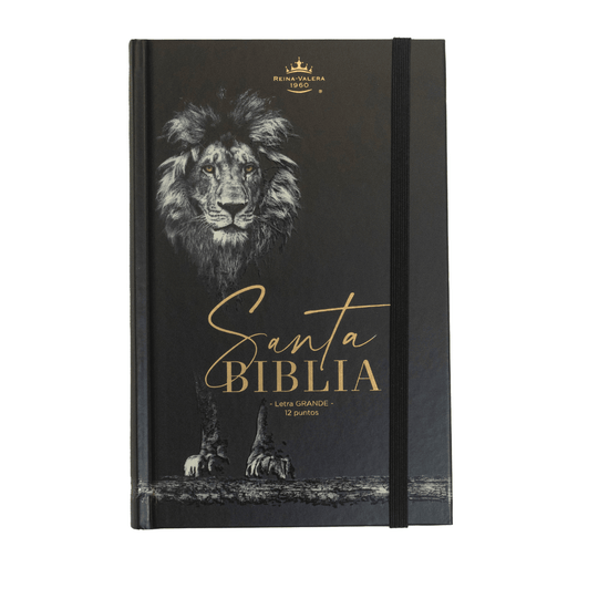 Biblia RV60 letra grande-tapa dura negra león - Pura Vida Books