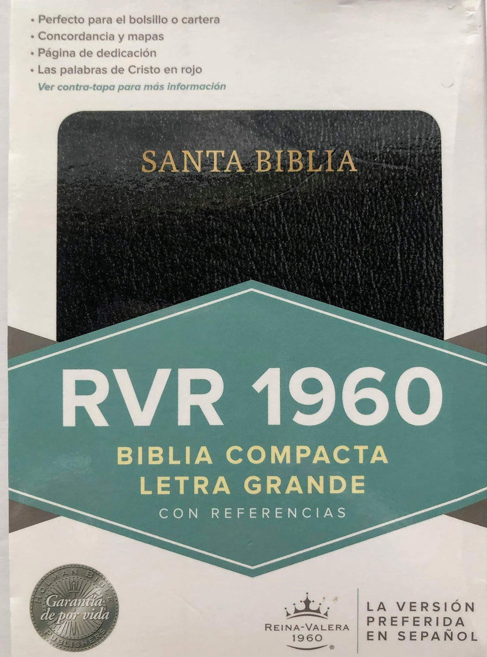 Biblia RVR 1960 Compacta piel negro - Pura Vida Books