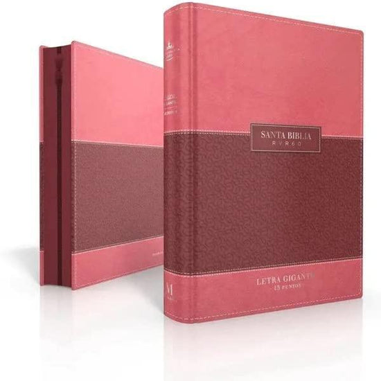 Biblia RVR 1960 Letra Gigante Símil Piel Duotone Coral Coral con Índice con Cierre - Pura Vida Books