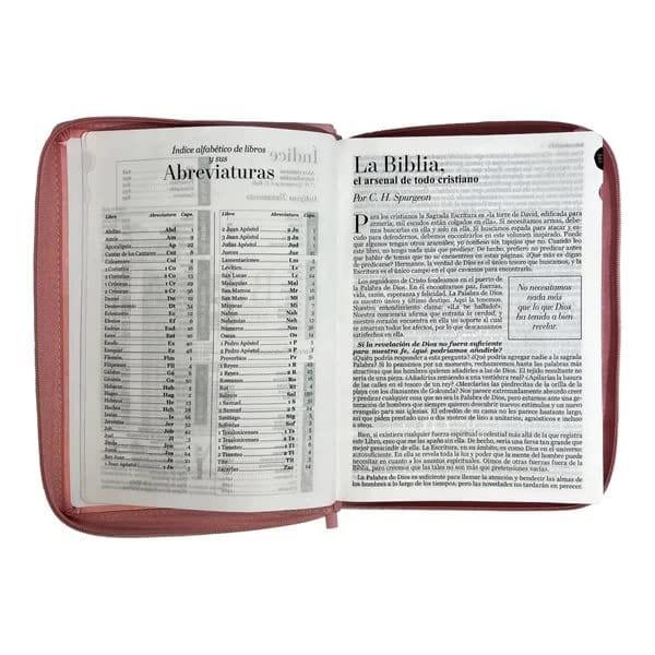 Biblia RVR 1960 Letra Gigante Símil Piel Rosa Flores con Índice con Cierre - Pura Vida Books