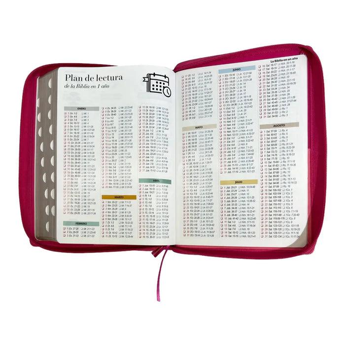 Biblia RVR 1960 Letra Súper Gigante Símil Piel Duotone Rosa con Índice con Cierre - Pura Vida Books