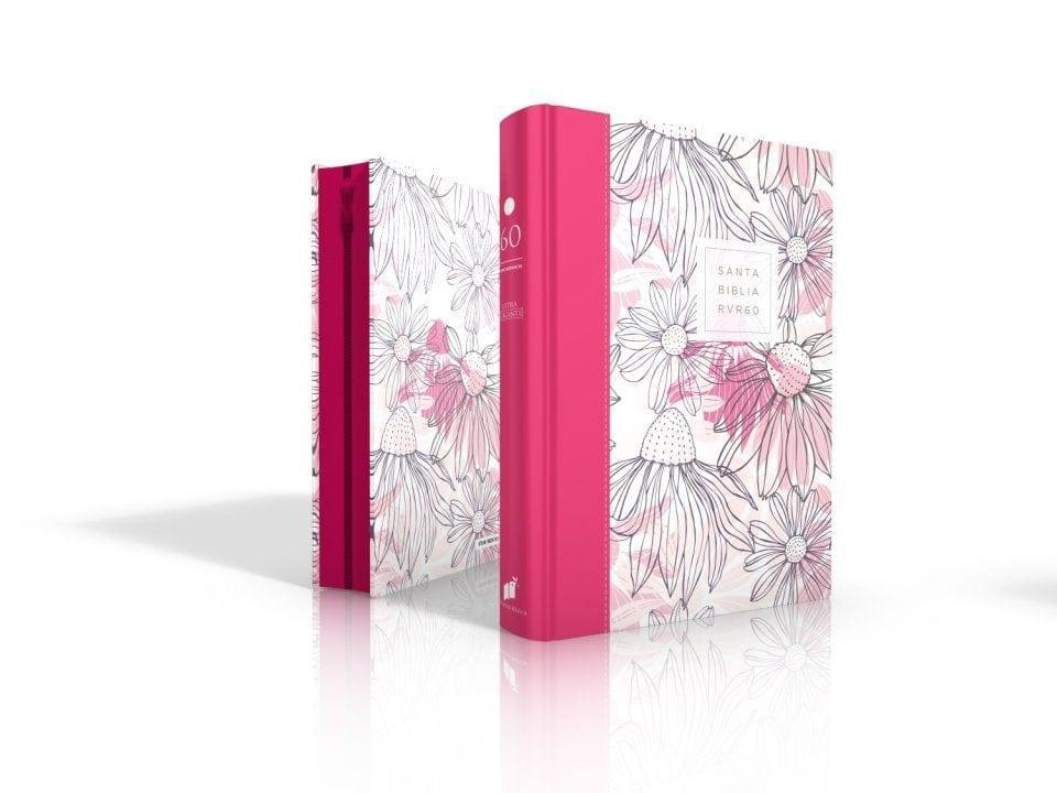 Biblia RVR1960 Letra Gigante Con Zipper - Fuscia Flores - Pura Vida Books