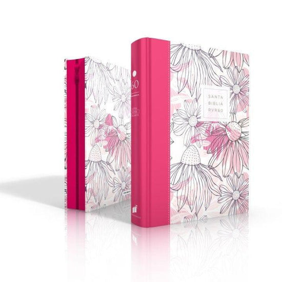 Biblia RVR1960 Letra Super Gigante Con Zipper - Fuscia Flores - Pura Vida Books