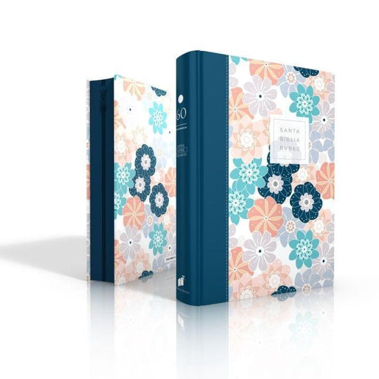 Biblia RVR1960 Letra Super Gigante Con Zipper - Teal Flores - Pura Vida Books