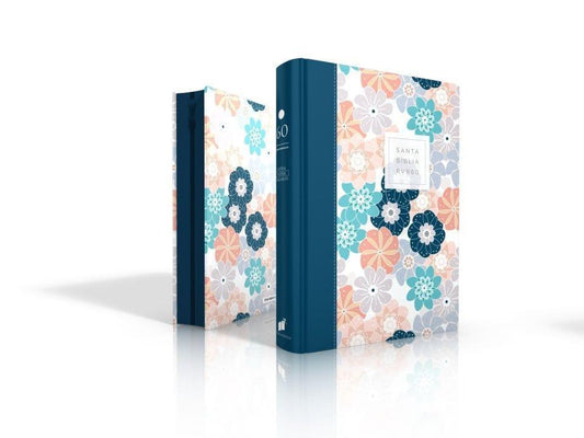 Biblia RVR1960 Letra Super Gigante Con Zipper - Teal Flores - Pura Vida Books