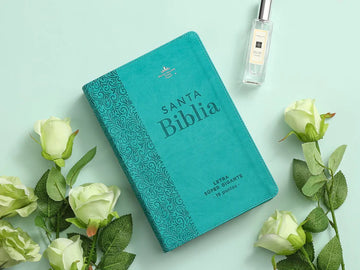 Biblia Rvr60 Turquesa floral letra Super  Gigante Letra 19 Puntos