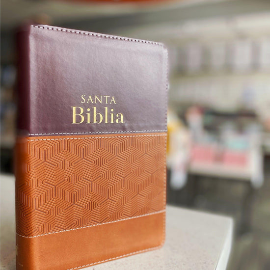 Biblia Tamaño Manual Letra Grande con cierre - Café Geométrico - Pura Vida Books