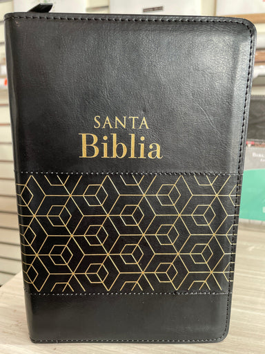 Biblia Tamaño Manual Letra Grande con cierre - Negro Geométrico - Pura Vida Books
