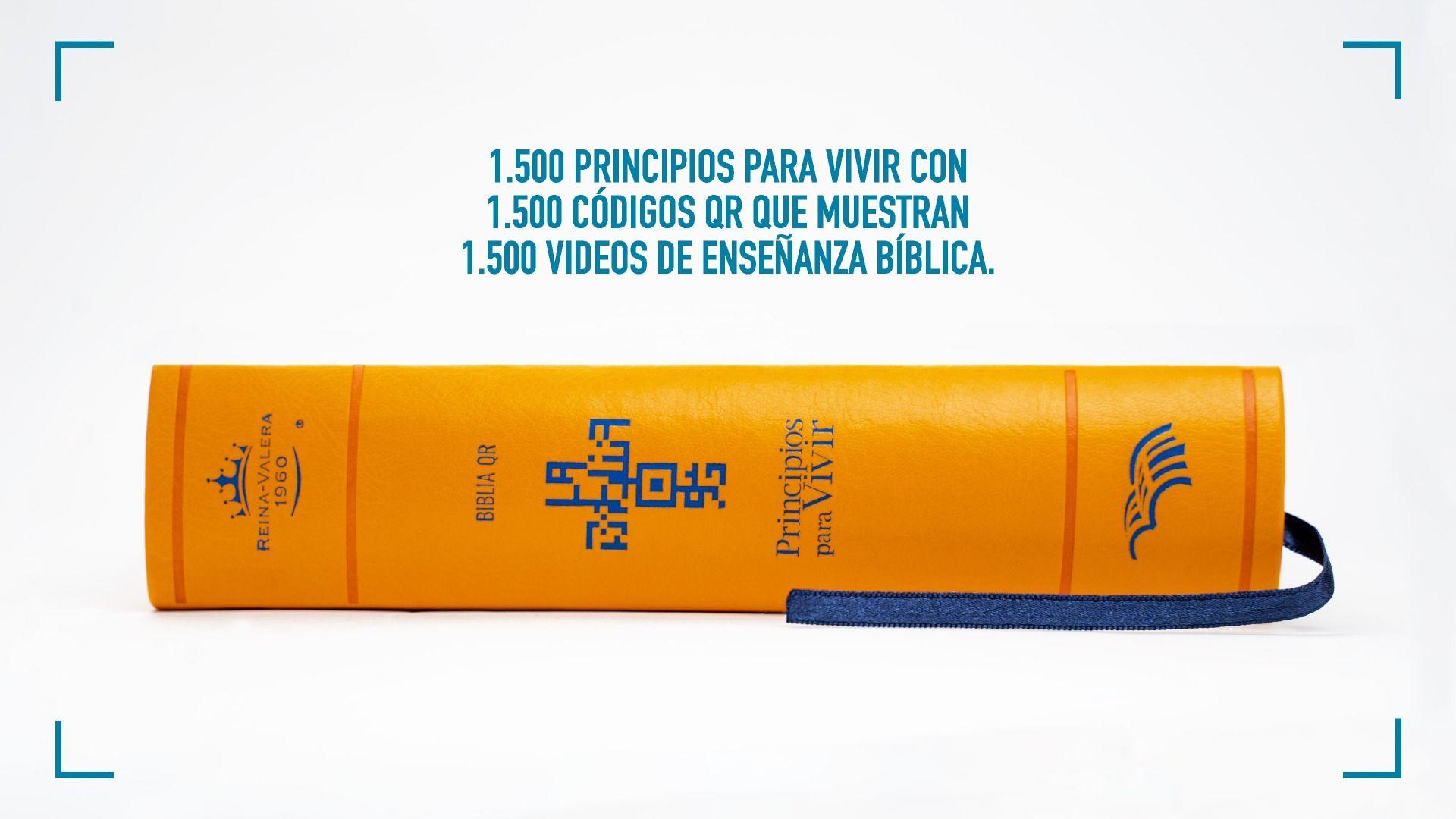 Biblia QR Principios para Vivir - semi piel naranja - Pura Vida Books