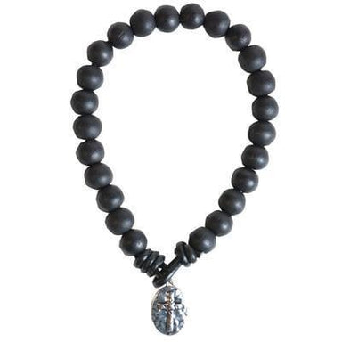 Black Bead with Cross bracelet - Pura Vida Books