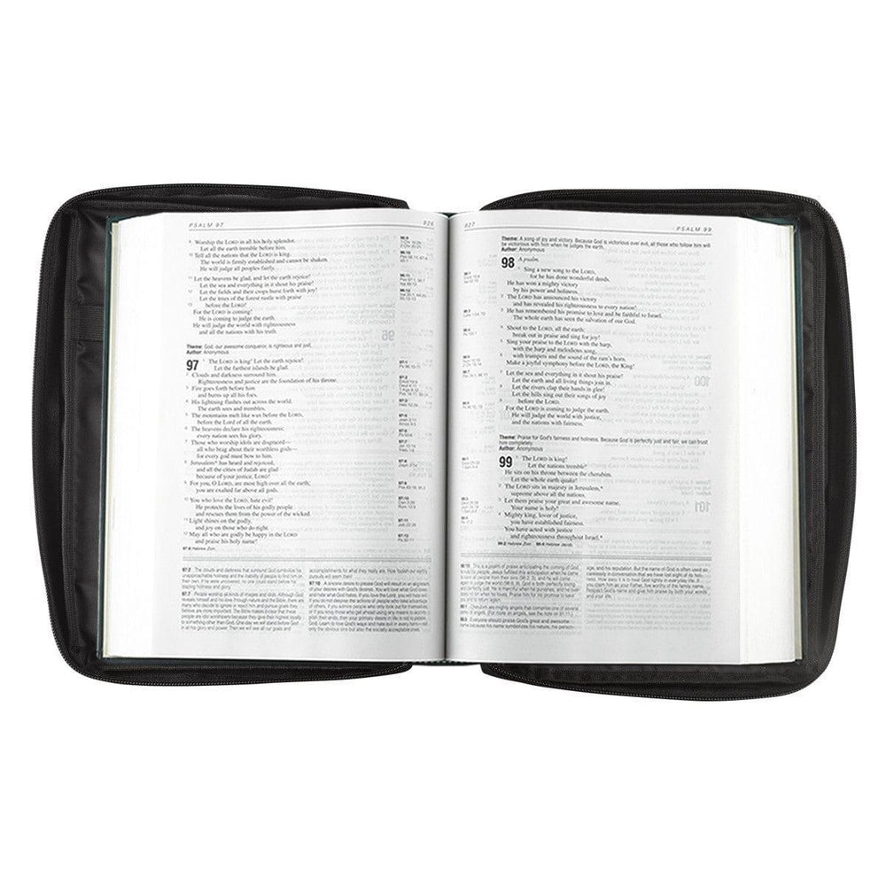 Black Poly-canvas Value Bible Cover with Fish Badge - Pura Vida Books