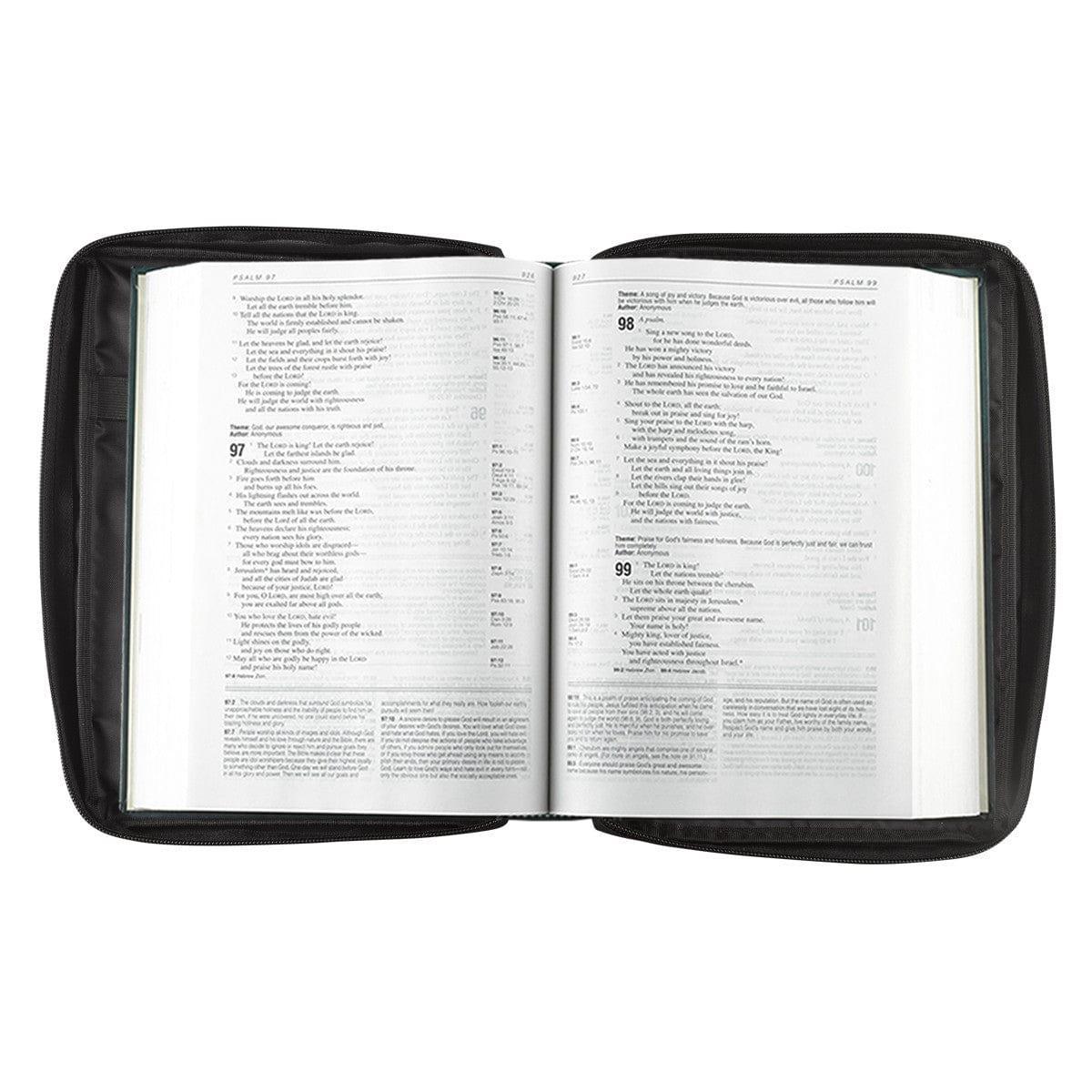 Black Poly-canvas Value Bible Cover with Fish Badge - Pura Vida Books