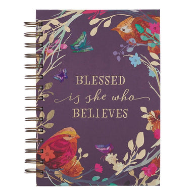 Blessed Is She Large Wirebound Journal in Eggplant - Pura Vida Books