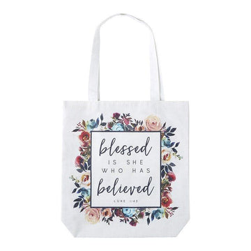 Blessed is She Who Has Believed Tote Bag with Inside Pocket - Pura Vida Books