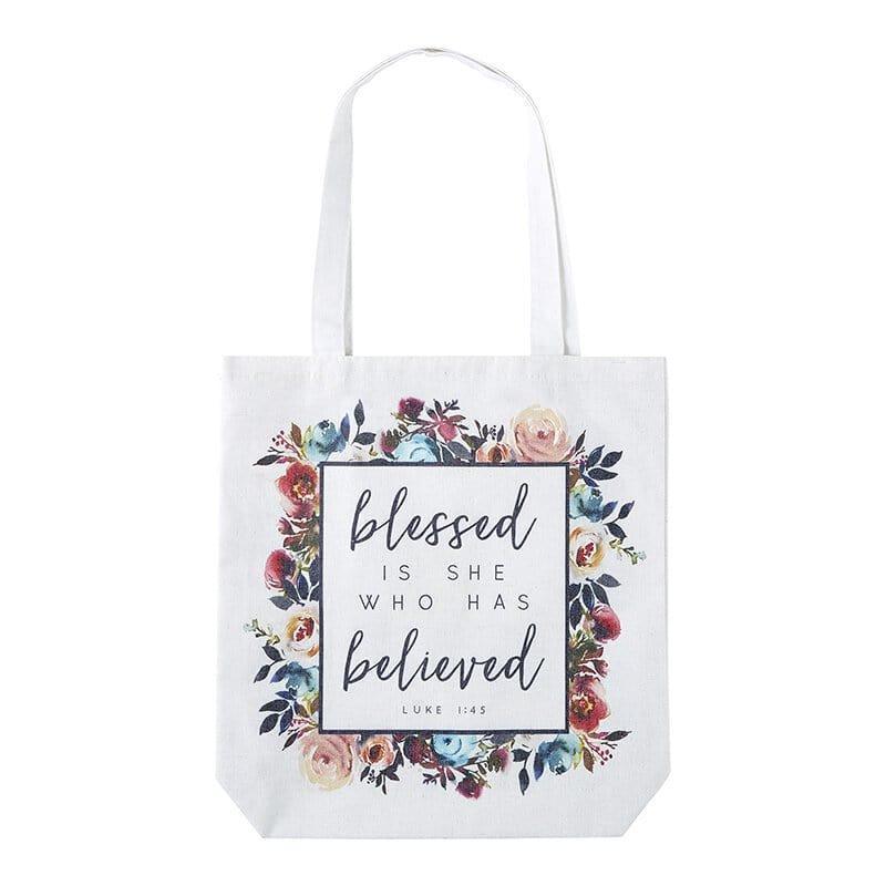Blessed is She Who Has Believed Tote Bag with Inside Pocket - Pura Vida Books