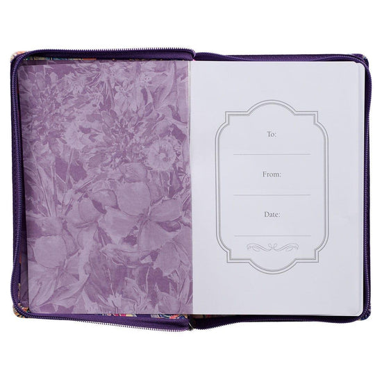 Blessed is the One Floral Faux Leather Classic Journal with Zipped Closure - Jeremiah 17:7 - Pura Vida Books