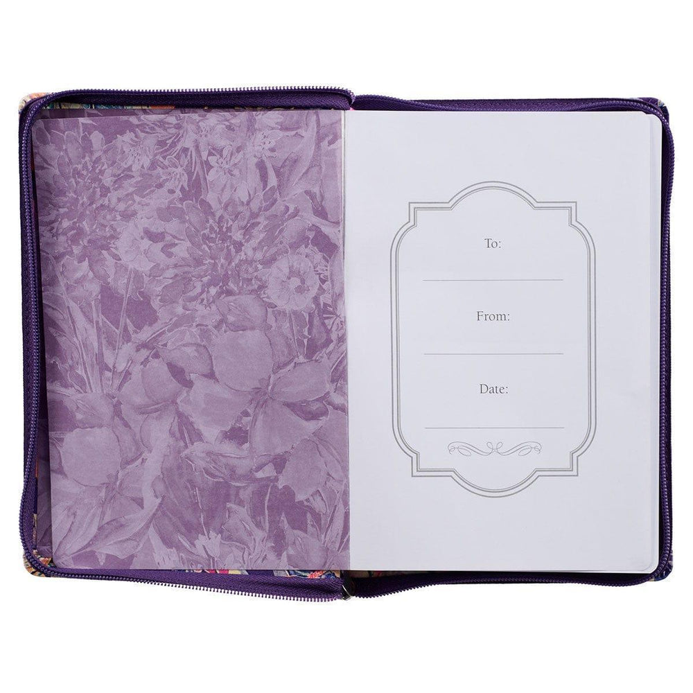 Blessed is the One Floral Faux Leather Classic Journal with Zipped Closure - Jeremiah 17:7 - Pura Vida Books