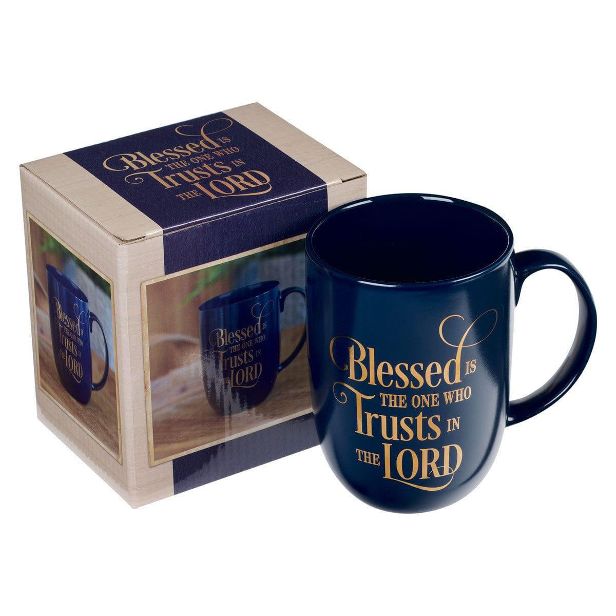 Blessed Is The One Navy Ceramic Coffee Mug - Jeremiah 17:7 - Pura Vida Books