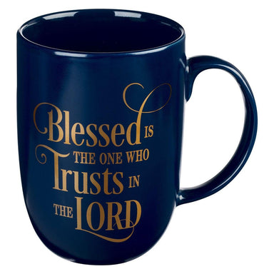 Blessed Is The One Navy Ceramic Coffee Mug - Jeremiah 17:7 - Pura Vida Books