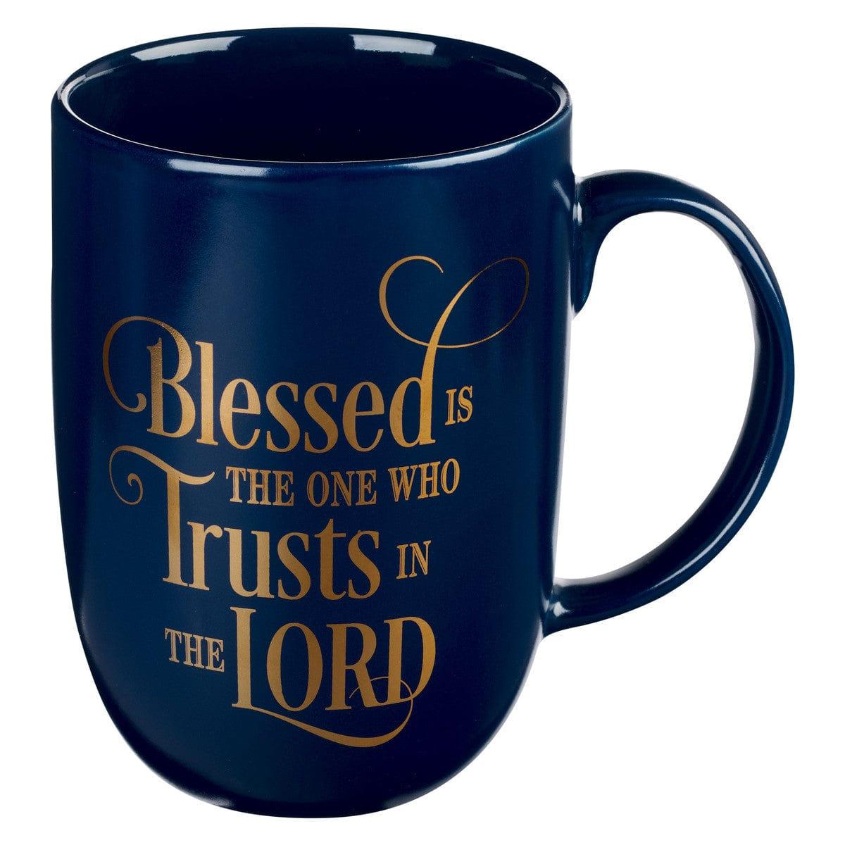 Blessed Is The One Navy Ceramic Coffee Mug - Jeremiah 17:7 - Pura Vida Books