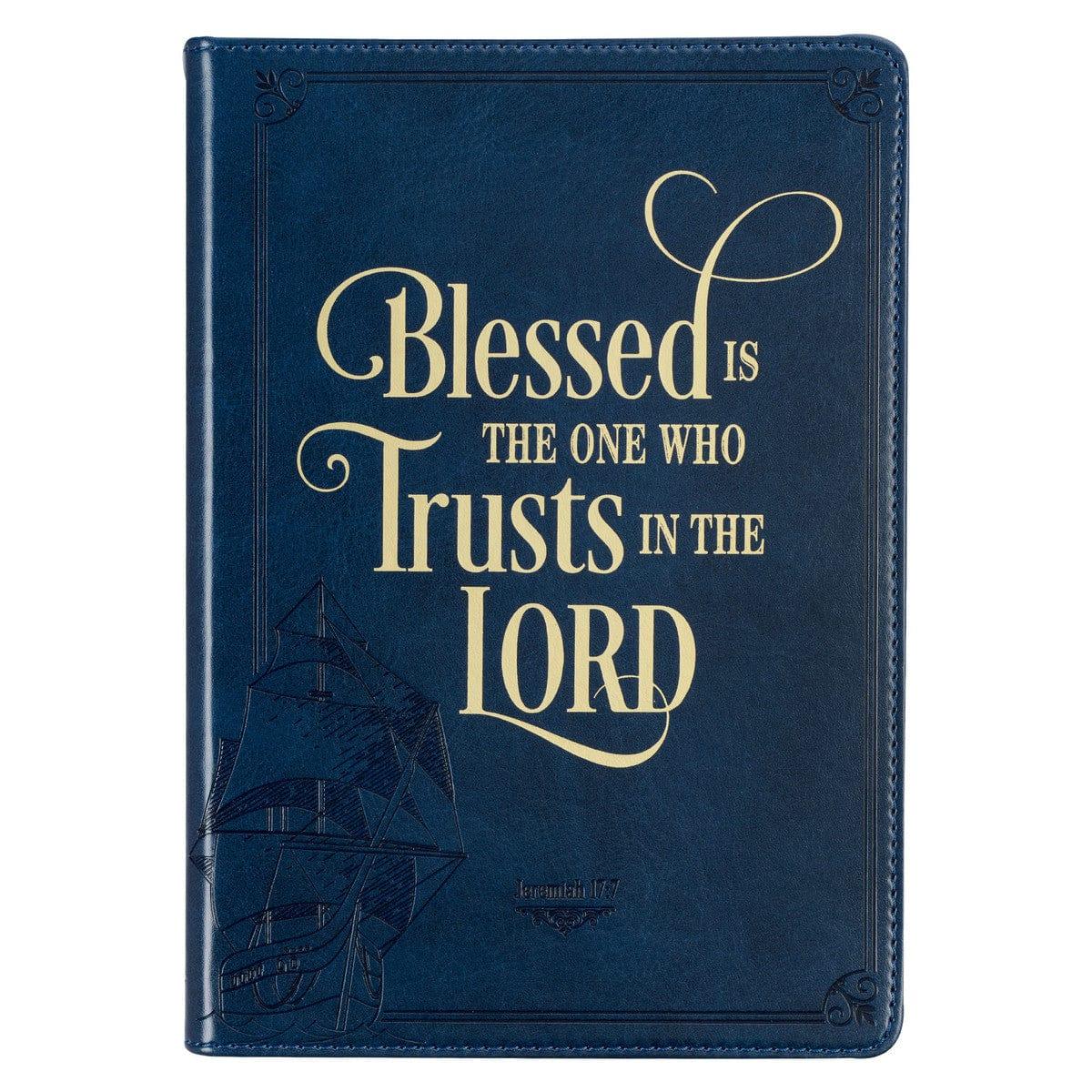 Blessed is the One Navy Faux Leather Classic Journal - Jeremiah 17:7 - Pura Vida Books